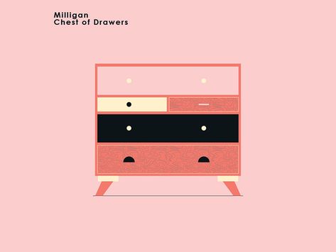 Milligan Chest of Drawers by Mr. Panesar, Illustration & Design Drawer Illustration, Home Sketch, Chest Of Drawers Design, New Illustration, Illustration Work, Illustration Ideas, Vintage Graphic, Illustration Vector, Graphic Design Logo