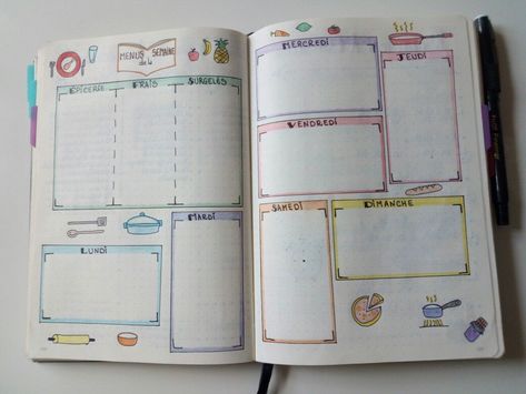 Menus de la semainemeals planmeals trackerrepasfoodbullet journalbujoplanner. Ballet Journal, Bullet Journal Page, Bujo Planner, Organization Bullet Journal, Baby Journal, Bullet Journal Writing, Bullet Journal Doodles, Write It Down, Journal Doodles