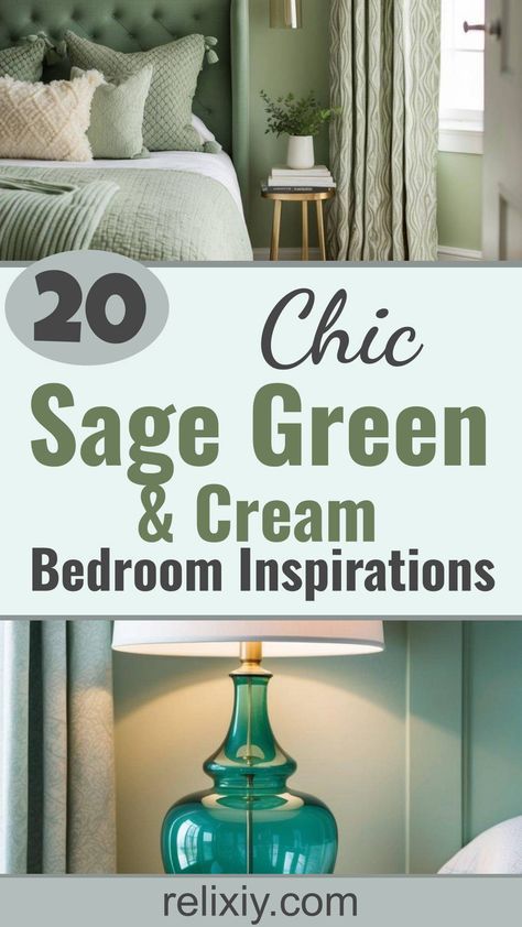 20 Chic Sage Green And Cream Bedroom Inspirations Sage Green And Cream Bedroom, Green And Cream Bedroom, Benjamin Moore Bedroom, Brass Bedside, Cream Bedroom Ideas, Cream Bedroom, Sage Green And Cream, Cream Bedrooms, Sage Green Walls