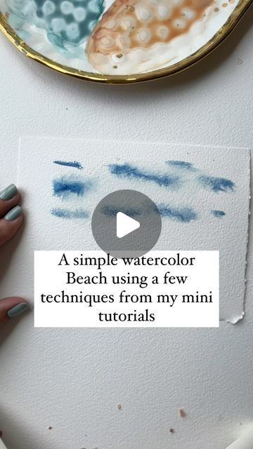 Watercolor Arist | Bree Copley on Instagram: "Ok so you have seen how to do it now Let’s put it all together ! In this video I used three techniques from my mini tutorials that I have shared in my reels. If you wanna find all my mini watercolor tutorials, you can find all of them under my profile in the highlight bubble titled “quick tutorials”.

when I started painting this, I honestly had no idea where it was going to go, but once I had my basic techniques down, I was able to bring it all together with a few squiggles for mountains and rocks . 

⭐️ one tip for new watercolor beginners don’t try to make it perfect. Especially when you’re painting, landscapes and nature there are no straight lines in nature so squiggles will do! Just go with it!" Lines In Nature, Just Go With It, Mini Watercolor, Painting Landscapes, Watercolor Art Landscape, Watercolor Beginner, Watercolor Tutorials, Do It Now, Beach Watercolor