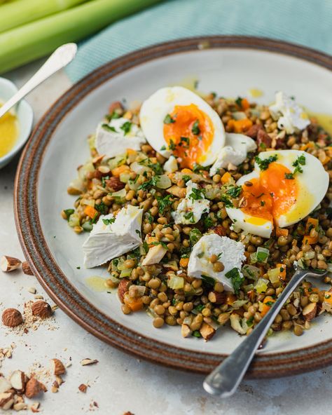 11 Winter Salads To Try This Month | sheerluxe.com Salad With Hard Boiled Eggs, French Lentil Salad, Winter Salads, Spiced Cauliflower, French Lentils, Garlic Puree, Edamame Beans, Warm Salad, Smoked Trout