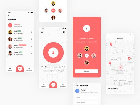 Emergency Application Safety App Design, Call Template, Moodboard App, Safety App, App Dashboard, App User Interface, Ux Design Mobile, Creative Leadership, Ux Kits