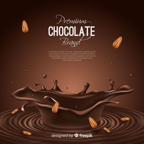 Announcement of delicious chocolate with... | Free Vector #Freepik #freevector #template #chocolate #promotion #sweet Chocolate Design Packaging, Chocolate Splash, International Chocolate Day, Chocolate Packaging Design, Food Chocolate, Creative Advertising Design, Vector Food, Chocolate Day, Chocolate Design