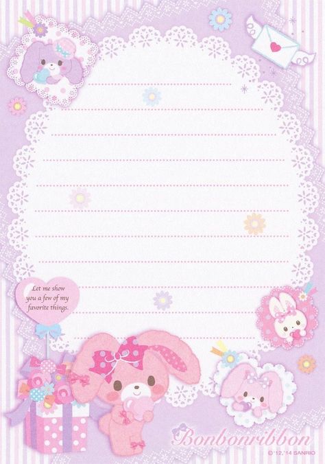 Kawaii Memo Sheets, Kawaii Scrapbook, Kawaii Printables, Memo Pad Design, Hello Kitty Printables, Writing Paper Printable Stationery, طابع بريدي, Note Writing Paper, Memo Notepad