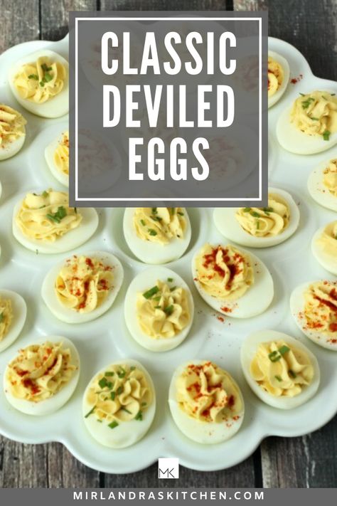 Deviled eggs are one of the classic Easter and Thanksgiving recipes that many people look forward to at their family gatherings. This recipe is easy, quick, and I think the best deviled eggs out there! Part of the secret; Dijon mustard. Dijon mustard brings the perfect amount of heat and flavor to make these eggs be the stand out dish on the table! Check out how to make this easy recipe today! #fromscratch #holidayfood #homemade #appetizer #snacks #easyrecipes Deviled Eggs With Dill Relish, Deviled Eggs With Dill, Dill Deviled Eggs, Angel Eggs, Perfect Deviled Eggs, Classic Deviled Eggs, Deviled Eggs Recipe Classic, Devilled Eggs, Best Deviled Eggs