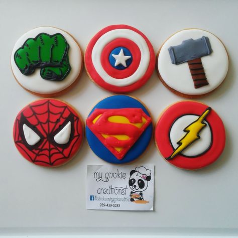 Marvel Cookies, Cookies For Birthday, Superhero Cookies, Royal Iced Cookies, Harvest Party, Fondant Decorations, Fancy Cookies, Iced Cookies, Icing Cookies