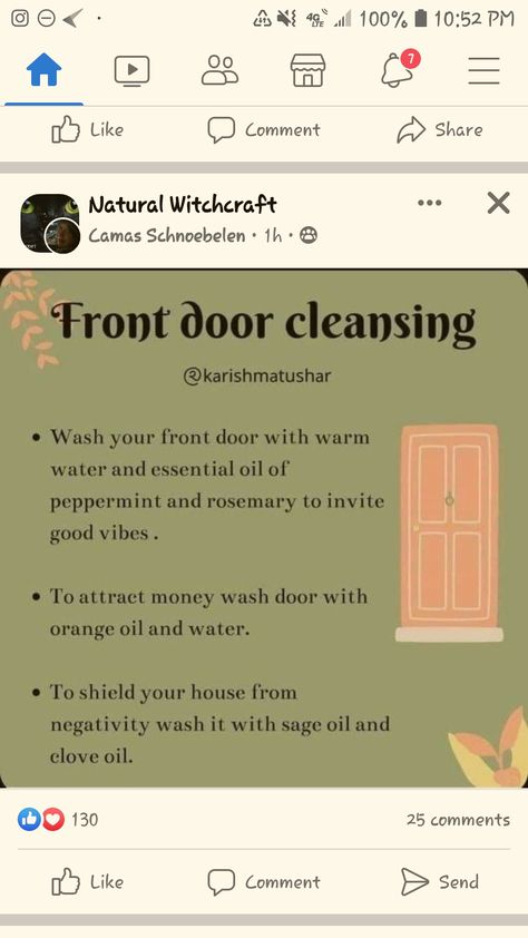 Witches Front Door, Pagan Tips, Witch Door, Sage Oil, Washing Windows, Clove Oil, Cleaning Recipes, Orange Oil, Door Color