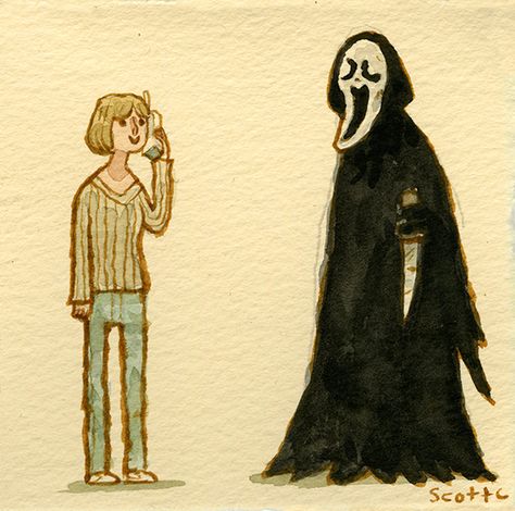 Scream Movie Drawing, Movie Sketches, Great Showdowns, Movie Drawings, Movie Scary, Scott C, Slasher Movies, Scott Campbell, Scream Movie