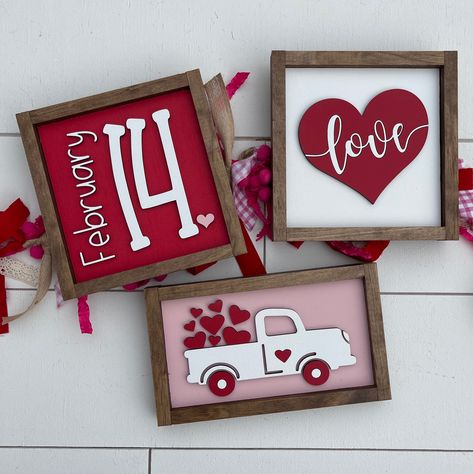 Valentine Signs, Diy Tray Decor, Valentine Wood Crafts, Wood Craft Patterns, Diy Valentine's Day Decorations, Valentine's Ideas, 3d Signs, White Truck, Valentines Sign