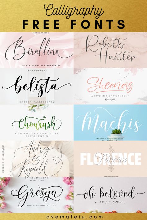 10 New FREE Beautiful Calligraphy Fonts – Part 4 – Ave Mateiu Free Calligraphy Fonts Download, Fonts Simple, Typography Handwritten, Fonts Elegant, Rustic Fonts, Simple Fonts, Fonts Art, Fonts Modern, Fonts Serif