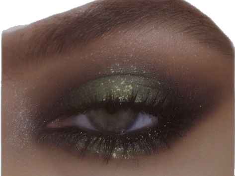 Glitter Green Makeup, Green And Black Prom Makeup, Dark Forest Makeup, Enchanted Forest Prom Makeup, Alternative Prom Makeup, Dark Fairy Core Makeup, Woodsy Makeup, Hozier Inspired Makeup, Alt Green Makeup