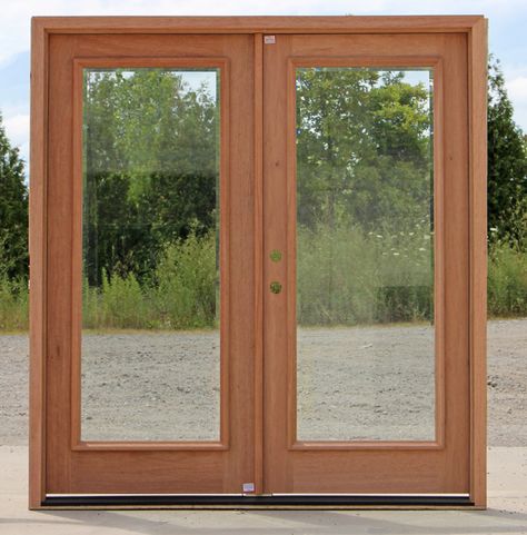 Full Glass Exterior Door, Glass Front Entry Doors, Yard Door, Fiberglass French Doors, Mahogany Exterior Doors, Double Door Entryway, Exterior Door Designs, Wooden Patio, Double Doors Exterior