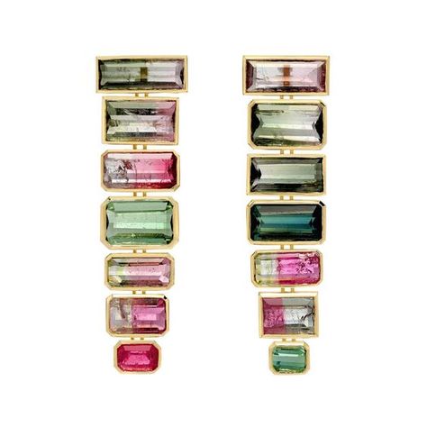 What are watermelon tourmalines and why are they unique? | The Jewellery Editor Tourmaline Earrings, Love Jewelry, Tourmaline Jewelry, Long Drop Earrings, Solitaire Necklaces, Tourmaline Necklace, Emerald Earrings, Watermelon Tourmaline, I Love Jewelry