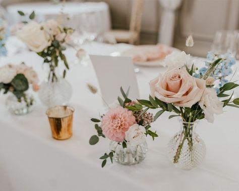 DELICATE DETAILS – For M&J’s summer wedding, they chose long dining tables, and a vision of simple but elegant table styling. An abundance of bud vases were placed amidst tea lights, creating a romantic and intimate aesthetic. They perfectly complemented the sharing platters dining style, allowing guests to enjoy their meal without worrying about knocking over candles or flower centrepieces. Thinking about these details is important for your wedding – not only where your guests will be sea... Long Dining Tables, Flower Centrepieces, Sharing Platters, Long Dining Table, Table Styling, J S, M J, Delicate Details, Elegant Table