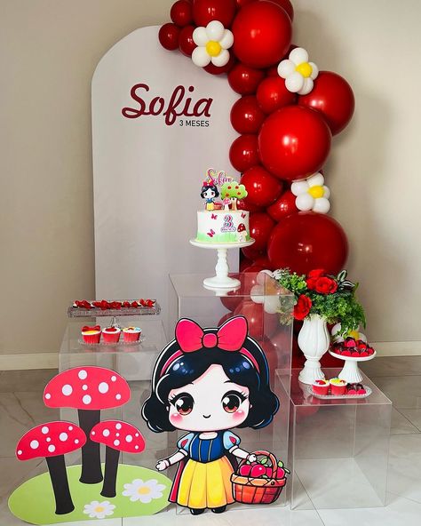 Disney Princess Theme Party, Snow White Birthday Party, Baby Birthday Decorations, Snow White Birthday, Snow White Party, Princess Theme Party, Disney Princess Birthday, 1st Birthday Themes, Birthday Party Theme Decorations