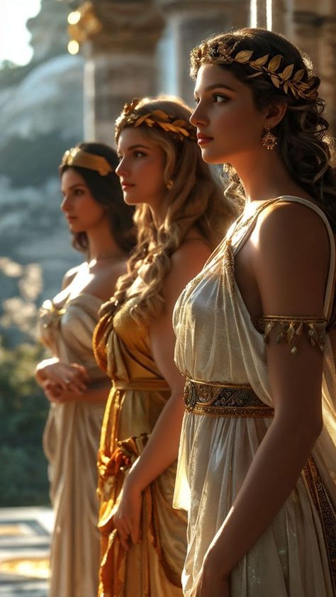 Ancient Greek Priestess, Philotes Greek Goddess, Ancient Greek Aesthetic Fashion, Roman Costume Womens, Greek Godesses Outfit, Greek Goddess Dress Aesthetic, Greek Woman Aesthetic, Female Greek Warrior, Ancient Roman Women