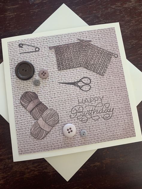 Knitting Cards Ideas, Knitting Birthday Card Ideas, Knitting Cards Handmade, Sewing Themed Cards, Knitting Cards, Papercraft Ideas, Tea Design, Easter Blessings, Crochet Hexagon