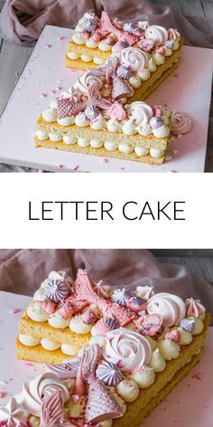 Letter Cakes, Alphabet Cake, Mascarpone Creme, Cake Lettering, Letter Cake, Types Of Desserts, Number Cake, Biscuit Cake, Fruity Desserts