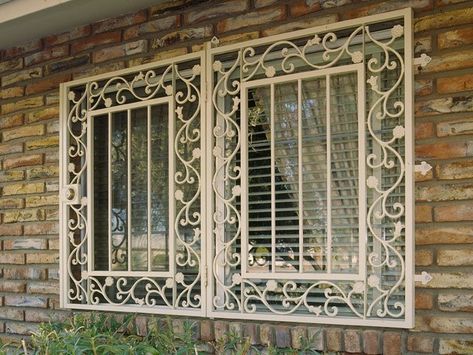 Window Guards | Framed Window Guards | Steel Security Doors & More | Arizona Security Doors & Gates Realistic House, Window Security Bars, Modern Window Grill, Home Window Grill Design, Burglar Bars, Window Protection, Security Screen Door, Steel Security Doors, Window Bars