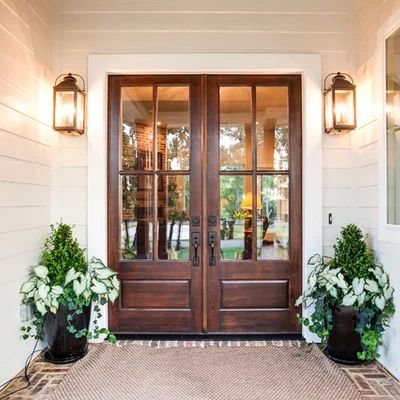 Palmetto Bluff - South Carolina Low Country Home - Farmhouse - Entry - Atlanta - by Markalunas Architecture Group | Houzz Grand Entry Doors, Double Entry Door, Country Front Door, Low Country Homes, Double Front Entry Doors, Single Entry Doors, Farmhouse Entry, Farmhouse Front Porch, Grand Entry