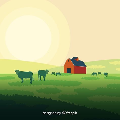 Milk Advertising, Farm Illustration, Farm Vector, Landscape Vector, Yellow Aesthetic Pastel, Farm Landscape, Background Nature, Farm Logo, Fruit Photography