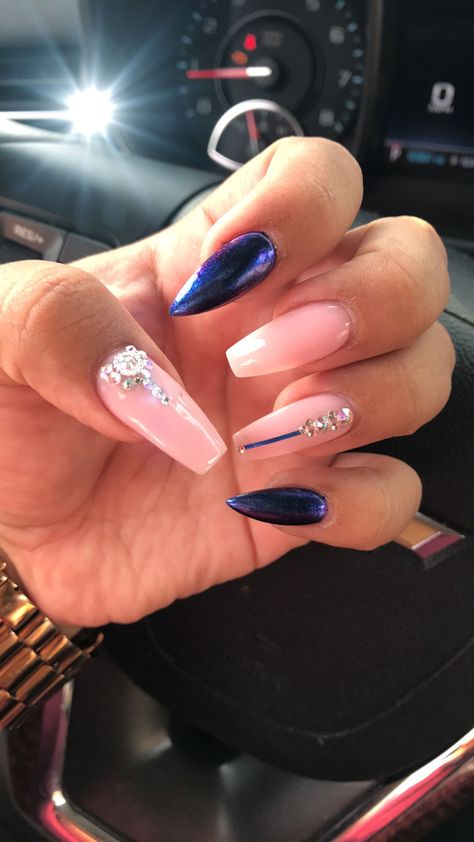 My nails...Coffin Stiletto Nails Coffin And Stiletto Nails Together, Blue French Tip Nails Coffin Medium, Braider Nails Ideas, Coffin And Stiletto Nails Mixed, Blue Stilleto Nails Short, Braiders Nails, Braider Nails, Light Blue Stilletos Nails, Stiletto Nails Short