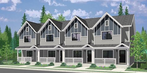 Plan F-616: Modern Townhouse W/ Double Master | Bruinier & Associates 4plex House Plans, 8 Plex Apartment Plans, Quad Plex Floor Plans, Fourplex House Plans Single Story, Quadplex House Plans, Four Plex House Plans, 4plex Apartment Plans, 4 Plex Apartment Plans, Quadplex Floor Plans