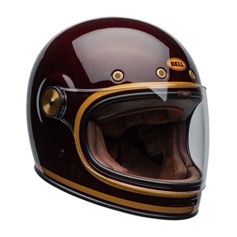 Bell Bullitt Carbon Helmet - Transcend Gloss Candy Red / Gold Indian Scout Custom, Bell Bullitt, Dark Helmet, Retro Helmet, Bell Helmet, Full Face Motorcycle Helmets, Moto Cafe, Triumph Scrambler, Candy Red