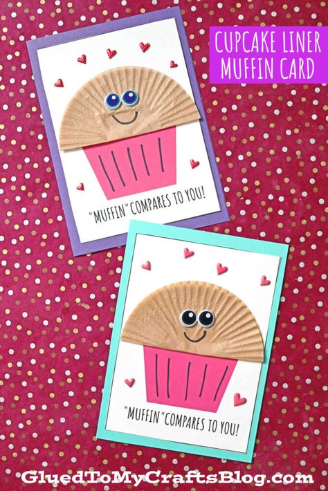 Muffins Craft Preschool, Preschool Valentine Cards For Kids, Mom And Me Crafts Preschool, Muffin With Mom Craft, Valentine’s Day Card Craft For Kids, Valentines Card Preschool Craft, Muffins With Mom Craft Preschool, Valentine Cards For Toddlers To Make, Valentine’s Day Construction Paper Craft