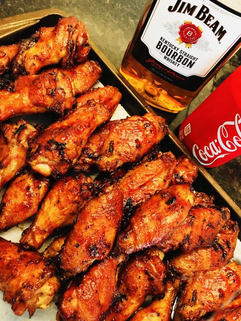 Jim Beam and Coke Glazed Chicken Wings - Cooks Well With Others Bourbon Glazed Salmon, Glazed Chicken Wings, Smoked Chicken Wings, Thai Chili, Candied Bacon, Glazed Chicken, Glazed Salmon, Smoked Chicken, Smoked Food Recipes