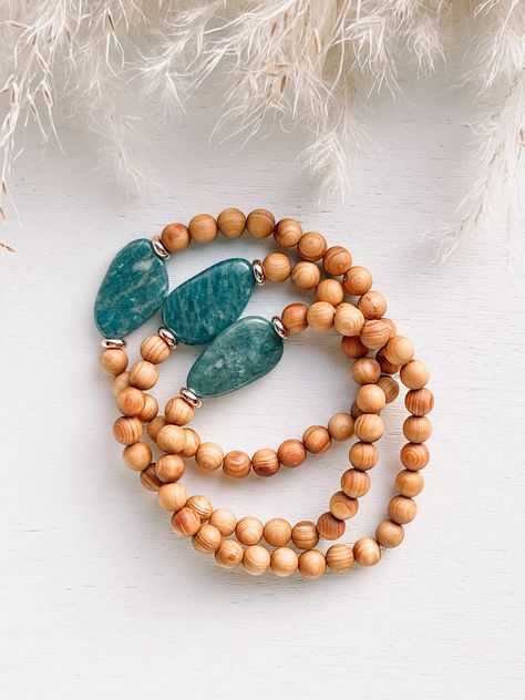 AMAZONITE Bracelets Russian Amazonite Beaded Gemstone - Etsy Canada Wood Beads Bracelet, Crystal Jewelry Diy, Amazonite Bead Bracelet, Wooden Beaded Bracelets, Amazonite Bracelet, Wood Bead Bracelet, Wood Bracelet, Diffuser Bracelets, Gemstone Beaded Bracelets