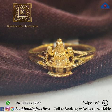 Lakshmi Devi Rings Gold Women, Lakshmi Ring For Women, Lakshmi Devi Finger Rings For Women, Laxmi Ring Designs, Lakshmi Devi Rings, Lakshmi Devi Rings Gold, Gold Buttalu, Modern Gold Ring, Lakshmi Devi