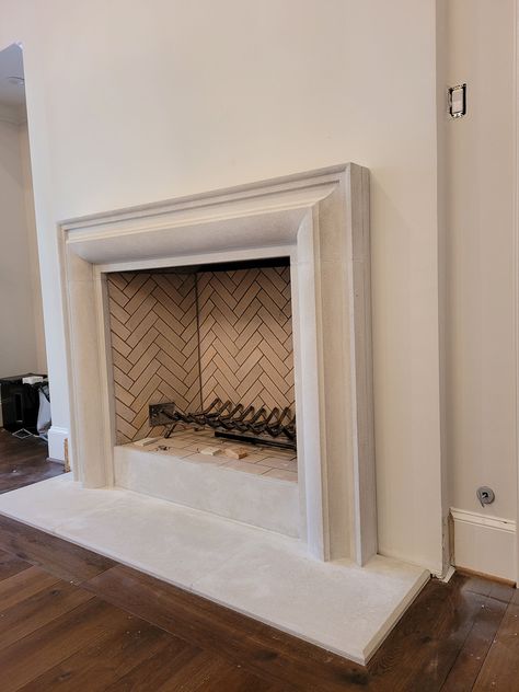 Cast Stone Fireplace | Limestone Mantel Surround | Precast Fireplaces Modern Cast Stone Fireplace, Limestone Fireplace Surround, Cast Stone Mantel, Limestone Mantel, Custom Fireplace Mantels, Design Camino, Cast Stone Fireplace, Stone Fireplace Mantel, Stone Fireplace Surround