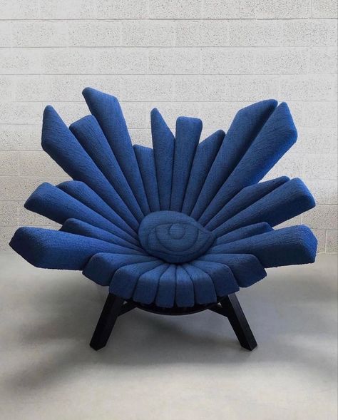 Deep blue chair with eye motif and unique shape House Of Errors, Making Words, All Seeing, Blue Chair, Creative Decor, Inspired Homes, Slipper Chair, Lounge Chair, Lounge