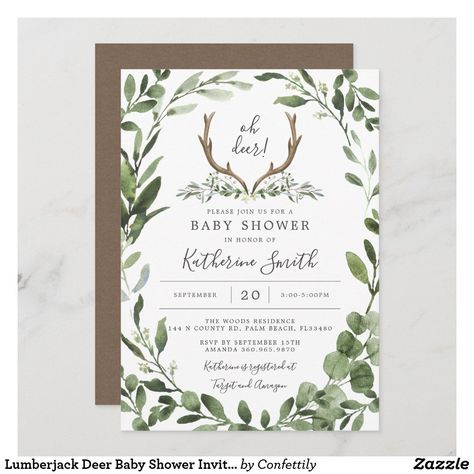 Deer Baby Shower Boy, Lumberjack Baby Shower Invitations, Deer Baby Shower Invitations, Hunting Baby, Lumberjack Baby Shower, Lumberjack Baby, Farm Baby Shower, Deer Baby Showers, Rustic Baby Shower Invitations