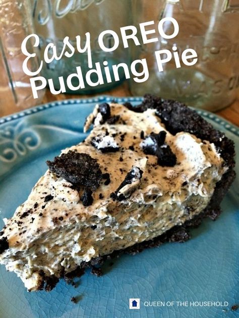 Oreo Pudding Pie No Bake, Pudding Pie Desserts, Oreo Pudding Pie, No Bake Oreo Pie, Cold Recipes, Pudding Pie Recipes, Cupcakes Oreo, Oreo Fluff, Oreo Desserts