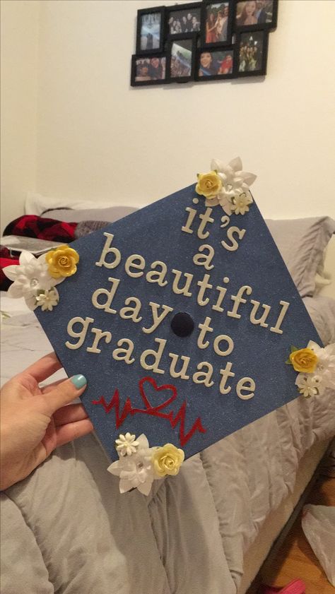 Grad cap decoration. Greys anatomy inspired. It’s A Beautiful Day To Save Lives Graduation Cap, Its A Beautiful Day To Save Lives Grad Cap, Cap Decoration Graduation Medical Field, Greys Anatomy Caps Graduation, Greys Anatomy Crafts, Greys Anatomy Graduation Cap Ideas, Greys Anatomy Grad Cap, Graduation Cap Designs Greys Anatomy, Hs Graduation Cap Ideas