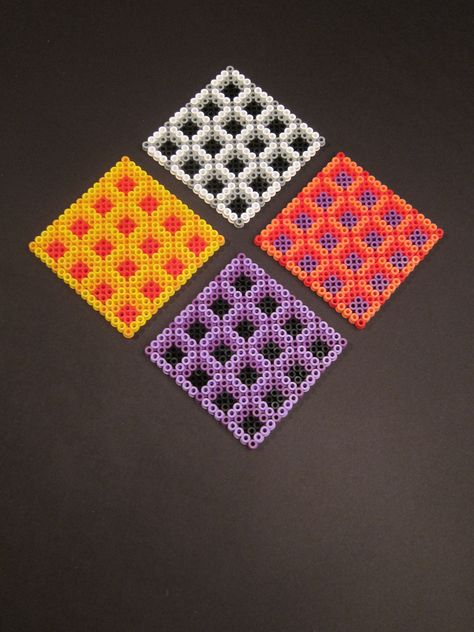 Hama bead coasters by Villi.Ingi Perler Bead Patterns Square Board, Square Perler Bead Patterns, Hama Beads Square, Perler Beads Ideas Costers, Perler Bead Coasters Patterns, Perler Creations Coasters, Cool Perler Bead Patterns Coasters, Perler Bead Coasters Patterns Square, Perler Bead Coasters