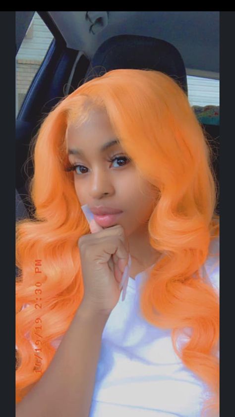 Follow Me On Pinterest: @Miya Hill 🦋‼️ Peach Wigs Black Women, Orange Hair On Black Women, Peach Wig, Orange Hair Color Ideas, Orange Hair Color, Hairstyles Weave, Orange Wig, Quick Weaves, Black Ponytail