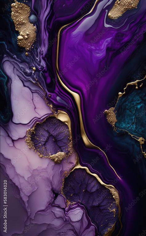 Esthetician Lifestyle, Purple And Gold Marble, Purple And Gold Wallpaper, Paint Swirls, Black Purple Gold, Cheetah Print Wallpaper, Royal Purple Color, Cherry Design, Black Color Palette