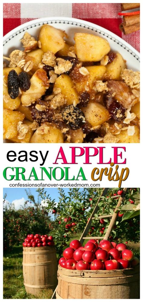 Apple Crisp Recipe With Granola, Baked Apples With Granola, Apples And Granola, Apple Granola Crisp, Granola Topping For Apple Crisp, Homemade Apple Cinnamon Granola, Apple Crisp With Granola Topping, Apple Crisp With Granola, Apples Desserts