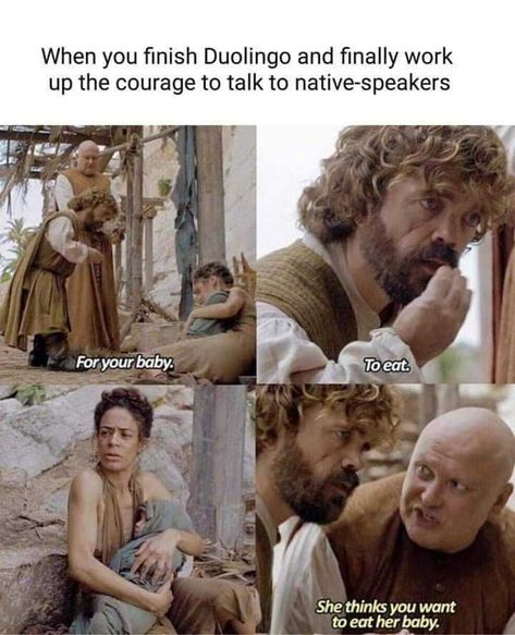 Duolingo it's brutal! Game Of Thrones Facts, Hiro Big Hero 6, Got Game Of Thrones, Game Of Thrones Quotes, Game Of Thrones Funny, Got Memes, Film Anime, Gra O Tron, Memes Humor