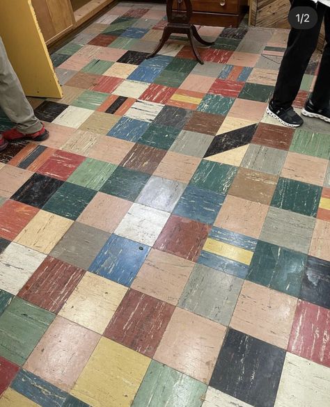 Cool Linoleum Flooring, 1950s Flooring, Kitchen Flooring Ideas Inexpensive, Linoleum Flooring Kitchen, Retro Basement, Painted Wooden Floors, Marmoleum Floors, Linoleum Floors, House Upgrades