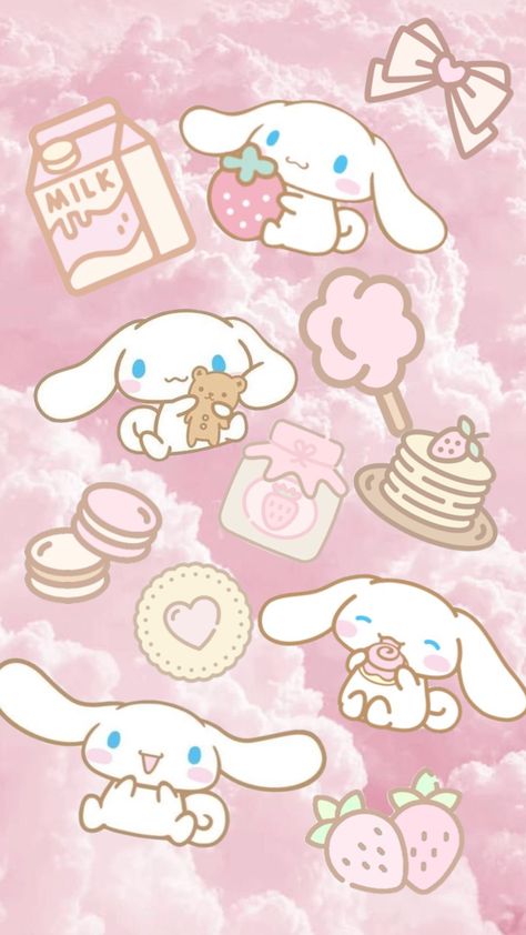 #cinnamoroll #aestheticmoodboard #strawberry Cinnamon My Melody, Hello Kitty Wallpaper Cinnamoroll, Cinnamon Roll And My Melody, Strawberry Wallpaper Aesthetic, Hello Kitty Cinnamon Roll, Wallpaper Cinnamoroll, Cinnamoroll Strawberry, Cinnamoroll Cake, Cinnamon Roll Sanrio