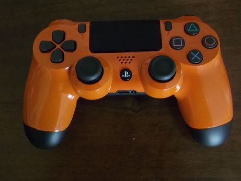 Orange PS4 Controller Orange Gamer Aesthetic, Orange Games, Orange Book, Ps4 Controller, Gaming Room Setup, Gaming Room, Writing Ideas, Room Setup, Funko Pop