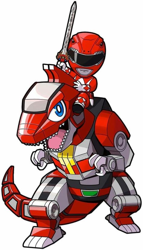 Jason/Tyrannosaurus Power Rangers Cartoon, Festa Power Rangers, Dino Rangers, Power Ranger Party, Power Rangers Megazord, Power Ranger Birthday, Chibi Marvel, Power Rangers Dino Charge, Power Rangers Fan Art