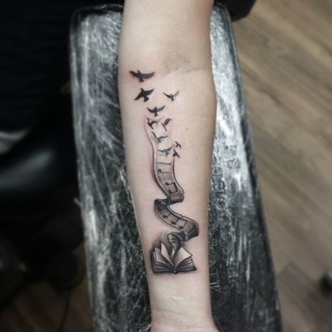 Bookish Tattoos, Literary Tattoos, Tattoos For Women Half Sleeve, Tattoo Collection, Music Tattoo, Music Tattoos, Book Tattoo, Waves Tattoo, Feather Tattoos