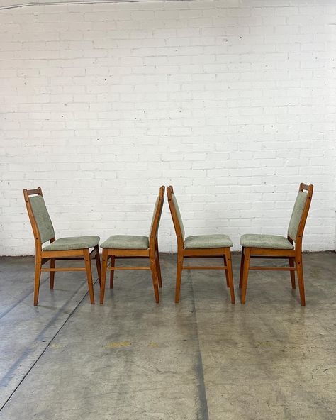 Danish Modern Teak Dining Chairs -set of Four Price: 1100 Dimensions: W17 D19 H36 SW18 SD16 SH18 Curved Dining Chairs, Mid Century Vintage Furniture, Vintage Mid Century Furniture, Desert Fashion, Teak Dining Chairs, Cane Chair, Mid Century Vintage, Danish Modern, Dining Chair Set