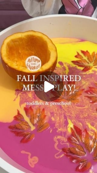 Desiree Blanchard, M.H.K | Baby & Toddler Play | 🌟🍁🎃Messy, fun, fall-inspired oobleck was a hit! We loved the added touch of using a pumpkin as a “container” for scooping.

➡️Follow... | Instagram Cornstarch And Water, Faux Leaf, Food Colouring, Toddlers And Preschoolers, Messy Play, Toddler Play, Play Ideas, Orange And Yellow, Toddler Preschool