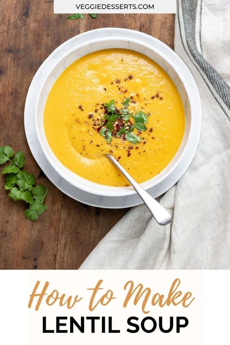 Lentil Cream Soup, Cream Of Lentil Soup, Blended Lentil Soup, Creamy Lentil Soup Recipe, Pureed Lentil Soup, Pureed Soups For Liquid Diet, Soup Puree Recipes, Pureed Soups High Protein, Smooth Soup Recipes